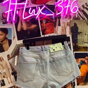 Off-White Denim Logo Cut Off Shorts